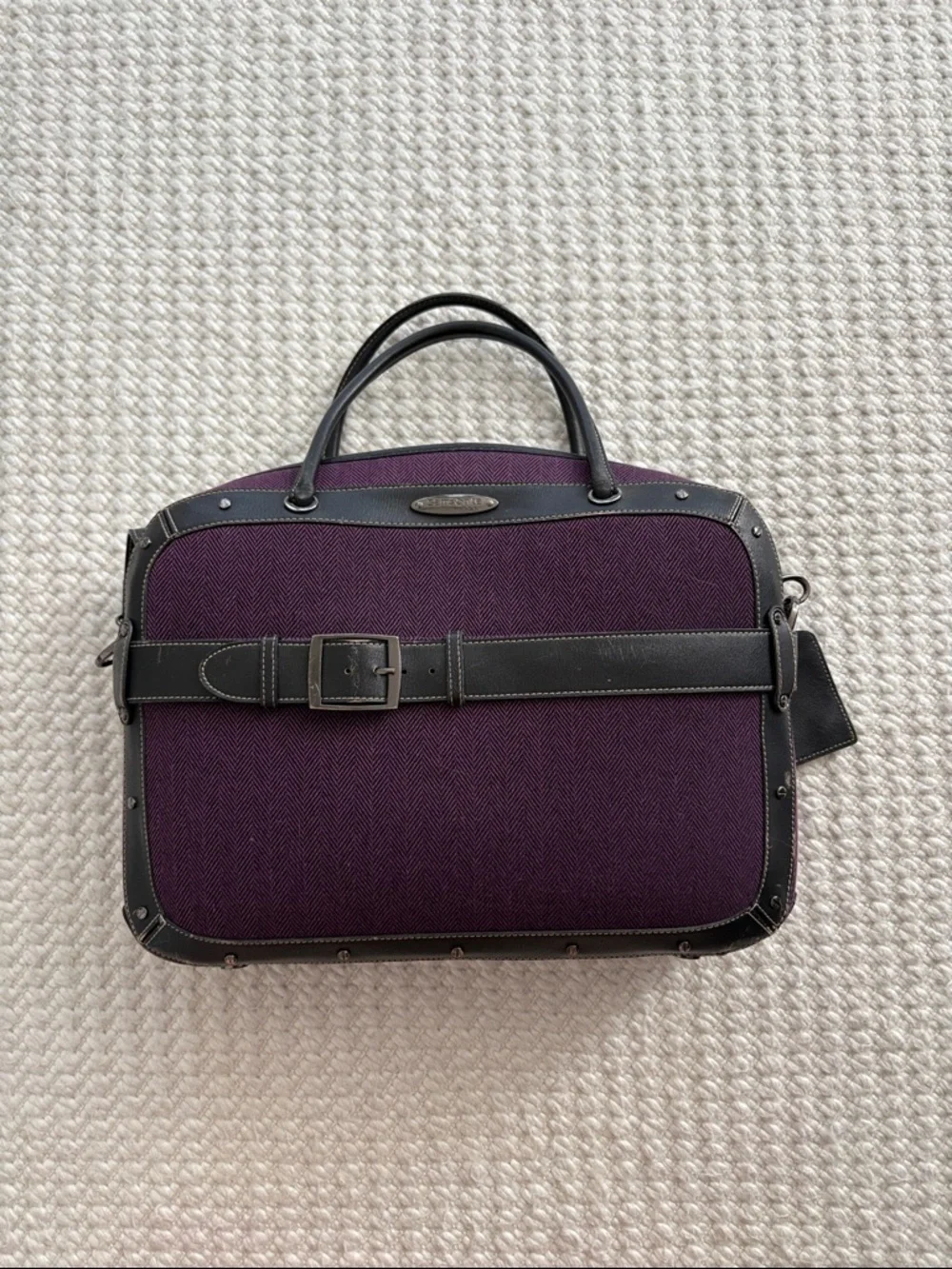 Samsonite Black Label Purple Men's Travel Briefcase with Black Leather Trim